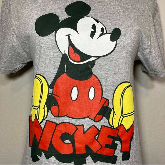 DISNEY Mickey Mouse Gray Graphic Tee Shirt Size Small - Picture 3 of 7